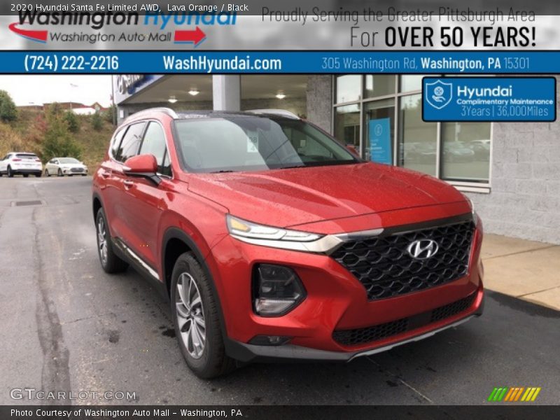 Lava Orange / Black 2020 Hyundai Santa Fe Limited AWD