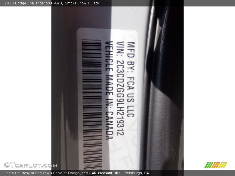 Smoke Show / Black 2020 Dodge Challenger SXT AWD