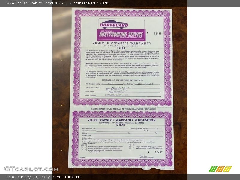 Buccaneer Red / Black 1974 Pontiac Firebird Formula 350