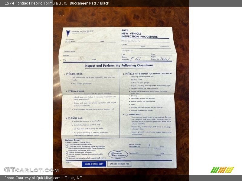 Books/Manuals of 1974 Firebird Formula 350