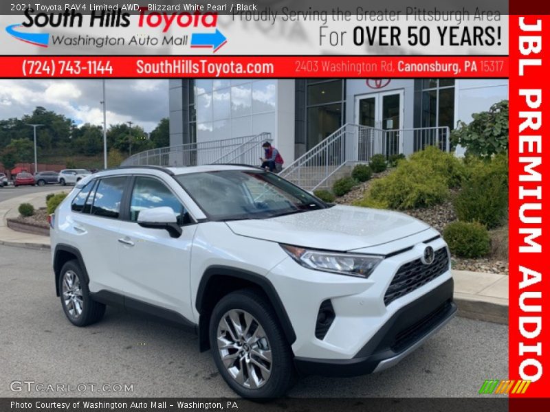 Blizzard White Pearl / Black 2021 Toyota RAV4 Limited AWD