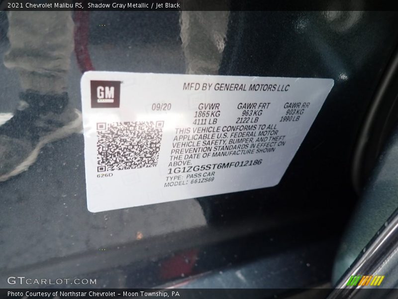 Shadow Gray Metallic / Jet Black 2021 Chevrolet Malibu RS