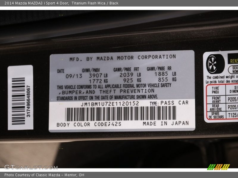 Titanium Flash Mica / Black 2014 Mazda MAZDA3 i Sport 4 Door