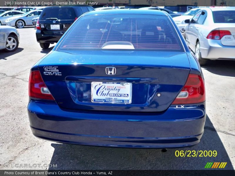 Eternal Blue Pearl / Ivory 2003 Honda Civic LX Coupe