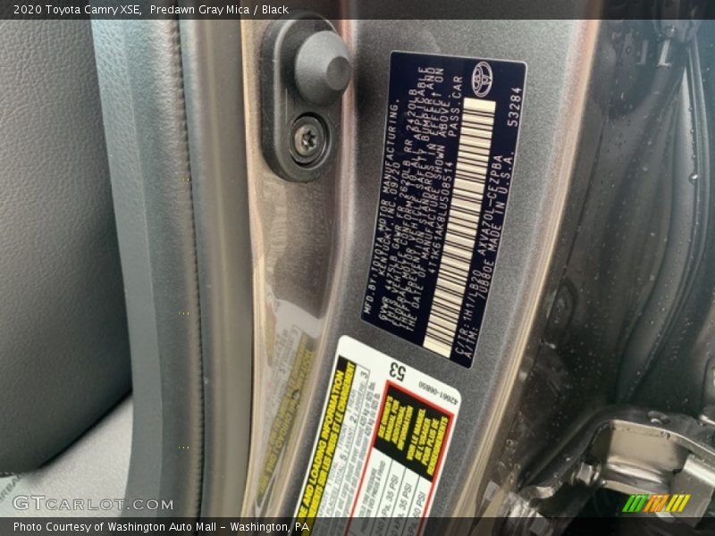 2020 Camry XSE Predawn Gray Mica Color Code 1H1