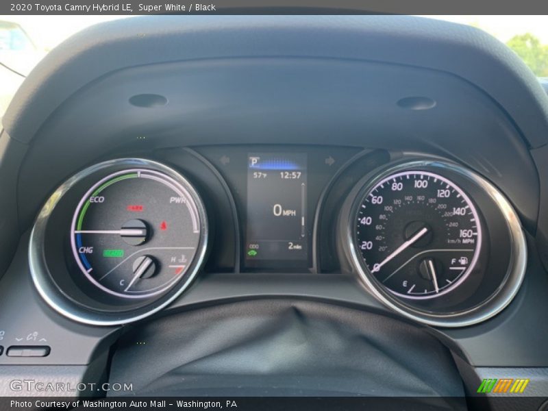 Super White / Black 2020 Toyota Camry Hybrid LE