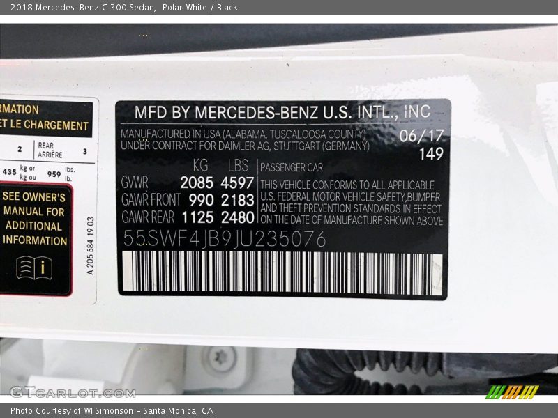 Polar White / Black 2018 Mercedes-Benz C 300 Sedan