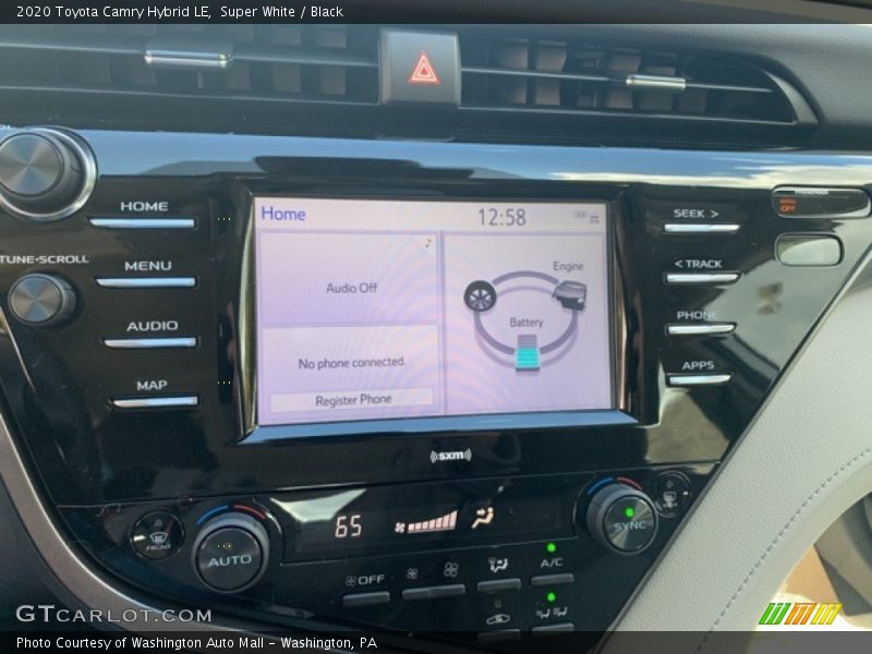 Super White / Black 2020 Toyota Camry Hybrid LE