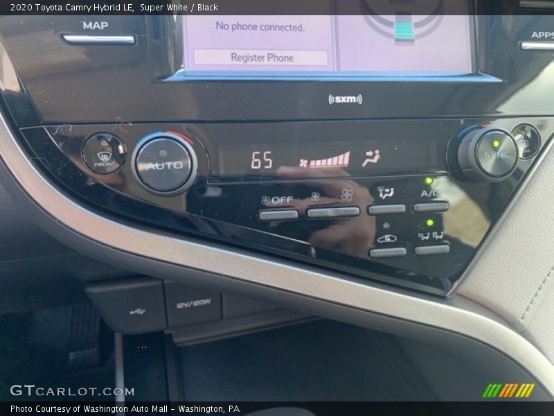 Super White / Black 2020 Toyota Camry Hybrid LE
