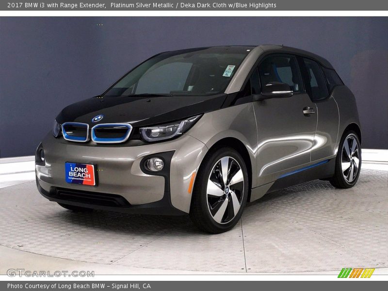 Platinum Silver Metallic / Deka Dark Cloth w/Blue Highlights 2017 BMW i3 with Range Extender