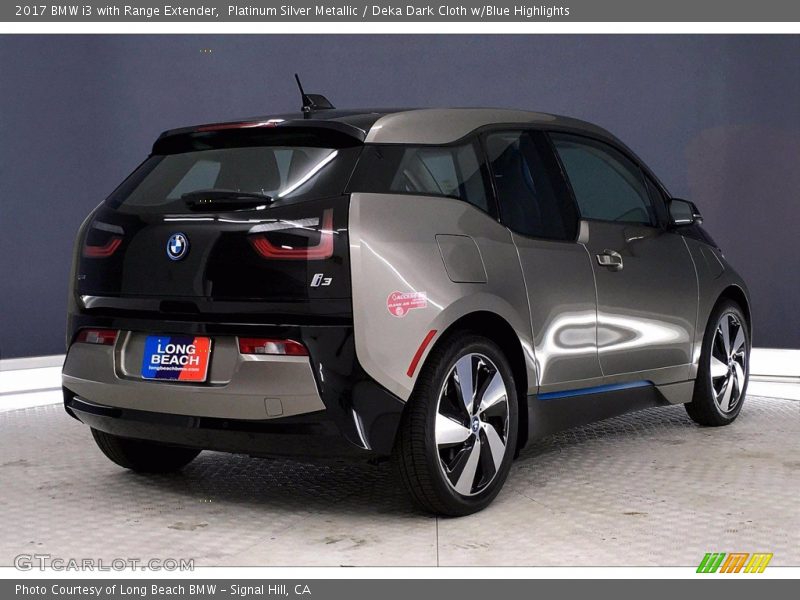 Platinum Silver Metallic / Deka Dark Cloth w/Blue Highlights 2017 BMW i3 with Range Extender
