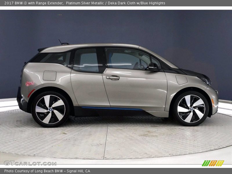 Platinum Silver Metallic / Deka Dark Cloth w/Blue Highlights 2017 BMW i3 with Range Extender