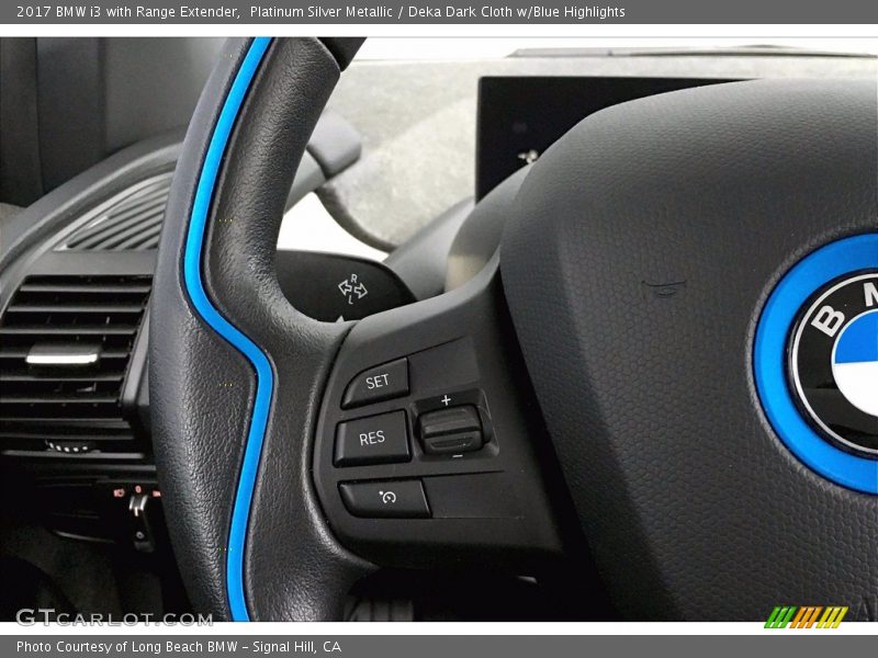 Platinum Silver Metallic / Deka Dark Cloth w/Blue Highlights 2017 BMW i3 with Range Extender