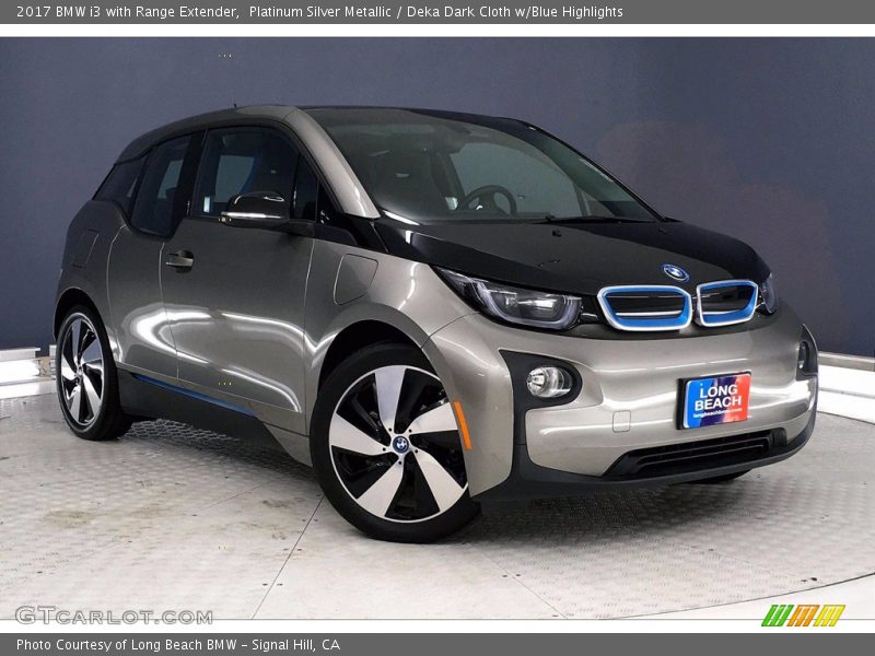 Platinum Silver Metallic / Deka Dark Cloth w/Blue Highlights 2017 BMW i3 with Range Extender