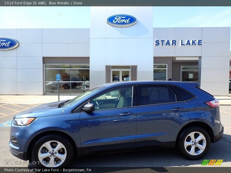 Blue Metallic / Dune 2019 Ford Edge SE AWD