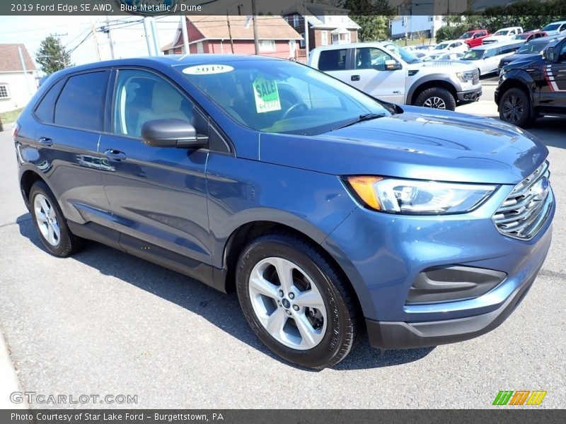 Blue Metallic / Dune 2019 Ford Edge SE AWD