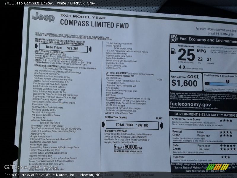 White / Black/Ski Gray 2021 Jeep Compass Limited