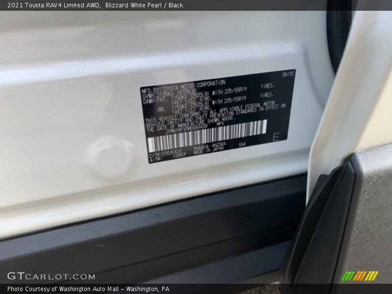 Blizzard White Pearl / Black 2021 Toyota RAV4 Limited AWD