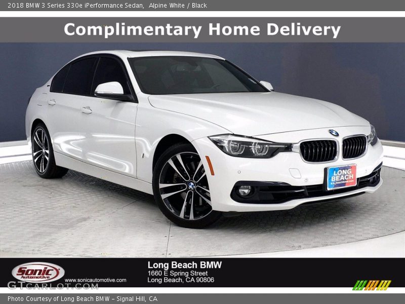 Alpine White / Black 2018 BMW 3 Series 330e iPerformance Sedan