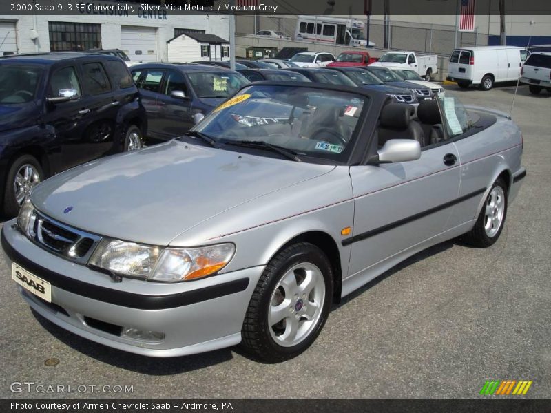 Silver Mica Metallic / Medium Grey 2000 Saab 9-3 SE Convertible