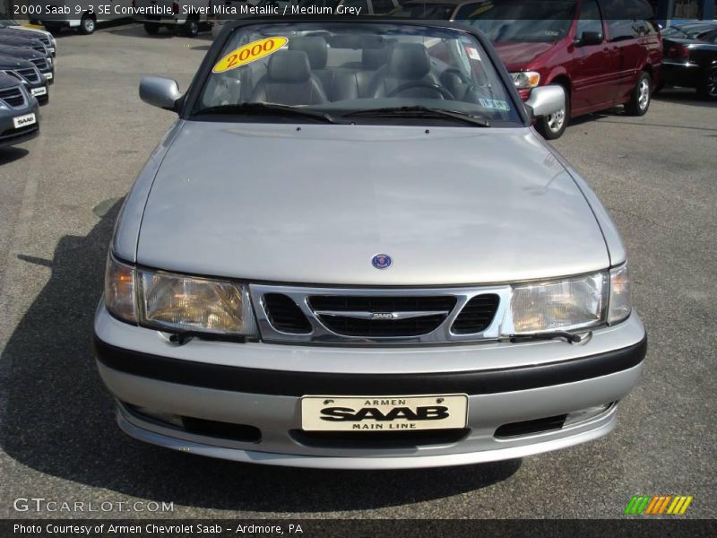 Silver Mica Metallic / Medium Grey 2000 Saab 9-3 SE Convertible