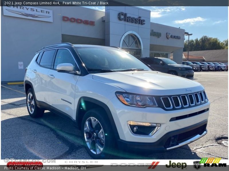 Pearl White Tri–Coat / Black 2021 Jeep Compass Limited 4x4