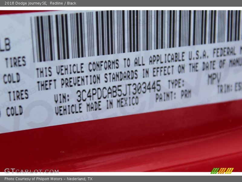 Redline / Black 2018 Dodge Journey SE