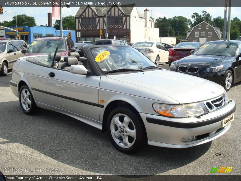 Silver Mica Metallic / Medium Grey 2000 Saab 9-3 SE Convertible
