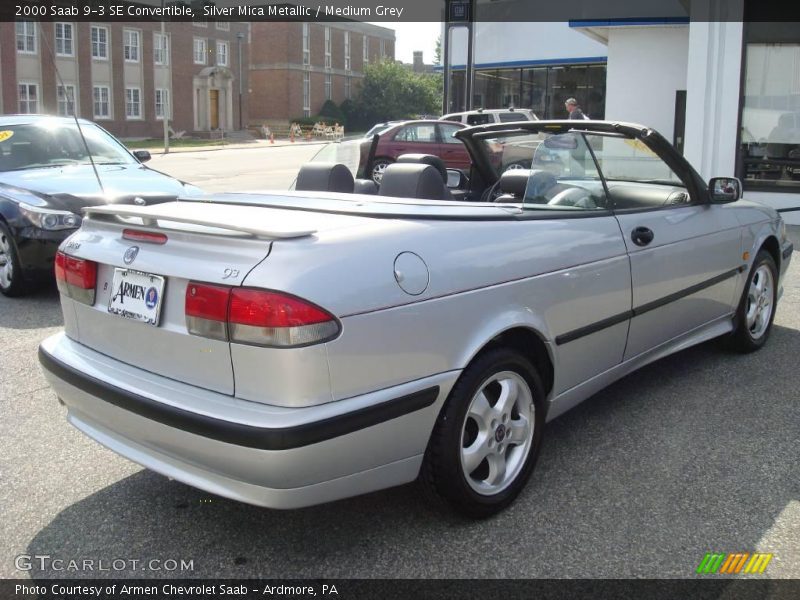 Silver Mica Metallic / Medium Grey 2000 Saab 9-3 SE Convertible
