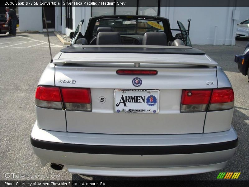 Silver Mica Metallic / Medium Grey 2000 Saab 9-3 SE Convertible