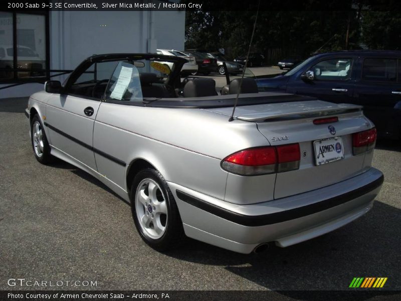 Silver Mica Metallic / Medium Grey 2000 Saab 9-3 SE Convertible