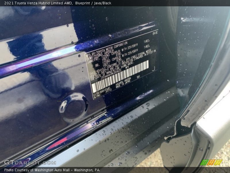 2021 Venza Hybrid Limited AWD Blueprint Color Code 8X8
