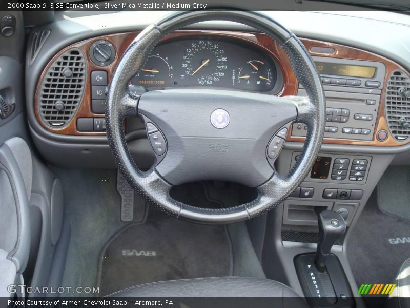 Silver Mica Metallic / Medium Grey 2000 Saab 9-3 SE Convertible