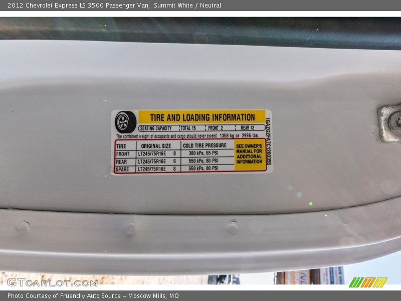 Summit White / Neutral 2012 Chevrolet Express LS 3500 Passenger Van