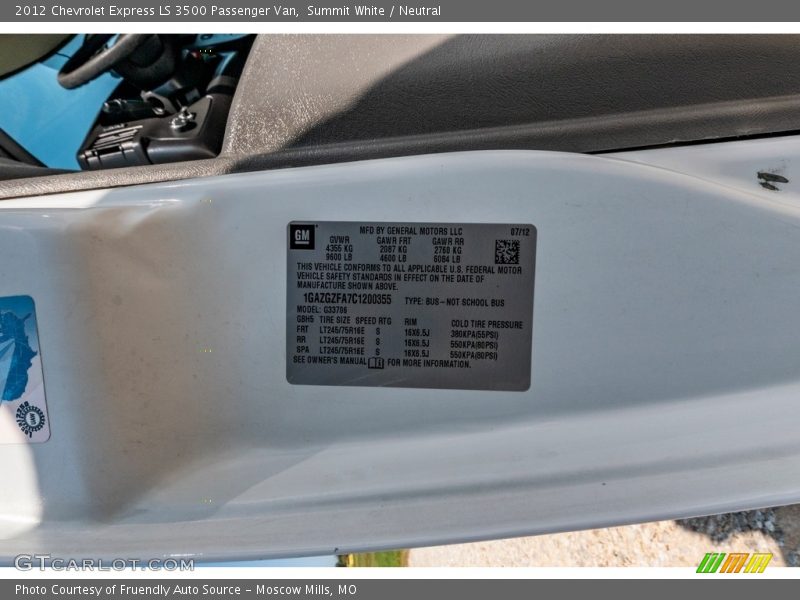 Summit White / Neutral 2012 Chevrolet Express LS 3500 Passenger Van