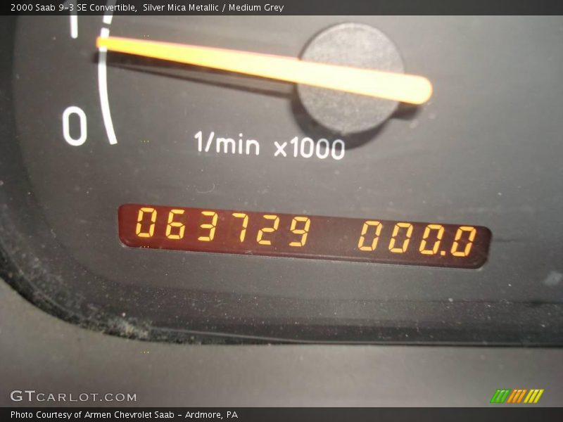 Silver Mica Metallic / Medium Grey 2000 Saab 9-3 SE Convertible