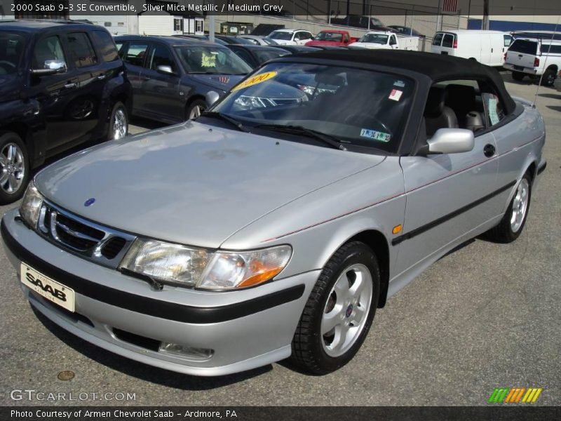 Silver Mica Metallic / Medium Grey 2000 Saab 9-3 SE Convertible