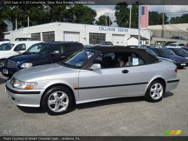 Silver Mica Metallic / Medium Grey 2000 Saab 9-3 SE Convertible