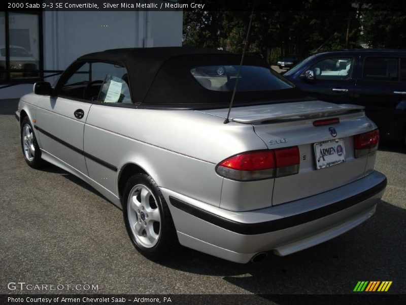 Silver Mica Metallic / Medium Grey 2000 Saab 9-3 SE Convertible