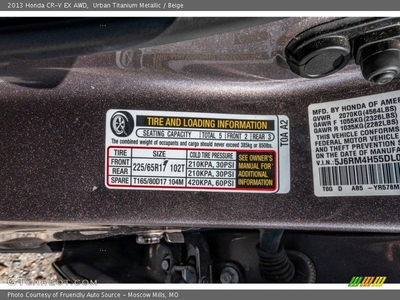 Urban Titanium Metallic / Beige 2013 Honda CR-V EX AWD