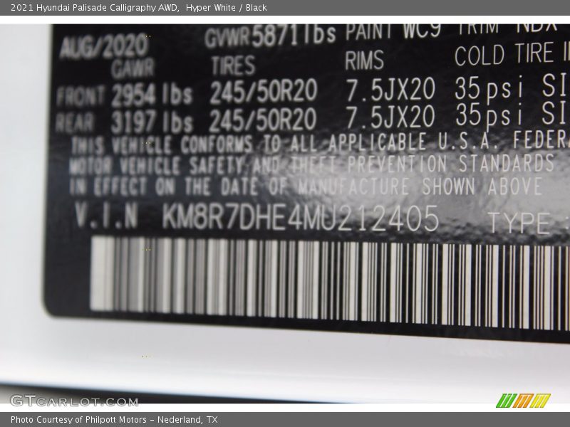 Hyper White / Black 2021 Hyundai Palisade Calligraphy AWD