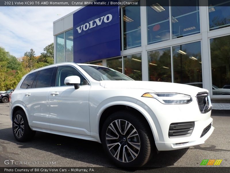 Crystal White Metallic / Blonde/Charcoal 2021 Volvo XC90 T6 AWD Momentum