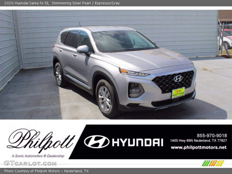 Shimmering Silver Pearl / Espresso/Gray 2020 Hyundai Santa Fe SE