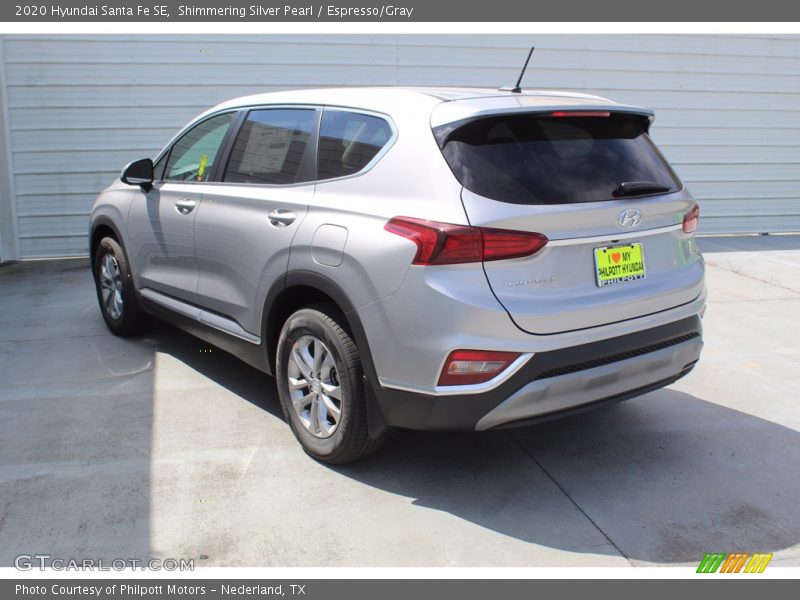 Shimmering Silver Pearl / Espresso/Gray 2020 Hyundai Santa Fe SE
