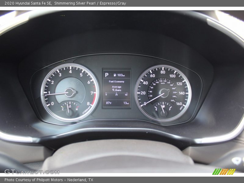 Shimmering Silver Pearl / Espresso/Gray 2020 Hyundai Santa Fe SE