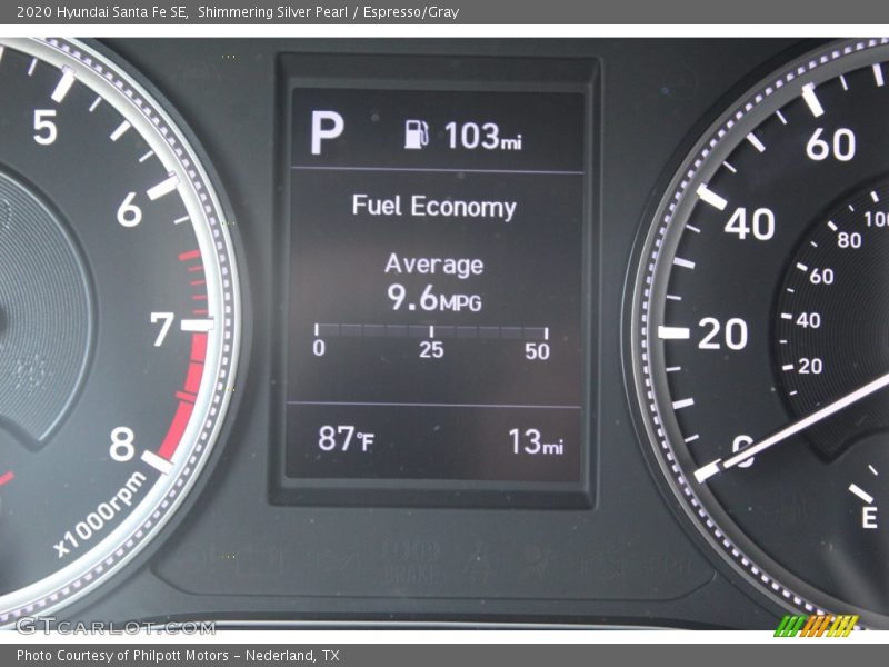 Shimmering Silver Pearl / Espresso/Gray 2020 Hyundai Santa Fe SE