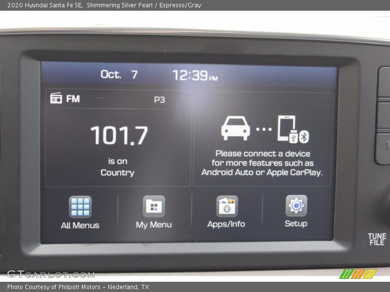 Shimmering Silver Pearl / Espresso/Gray 2020 Hyundai Santa Fe SE