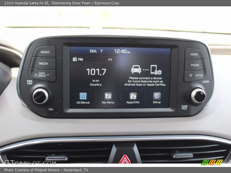 Shimmering Silver Pearl / Espresso/Gray 2020 Hyundai Santa Fe SE