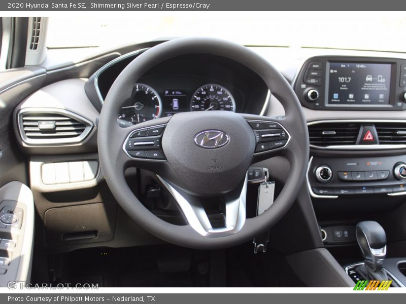 Shimmering Silver Pearl / Espresso/Gray 2020 Hyundai Santa Fe SE