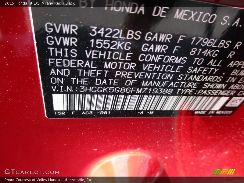 Milano Red / Black 2015 Honda Fit EX